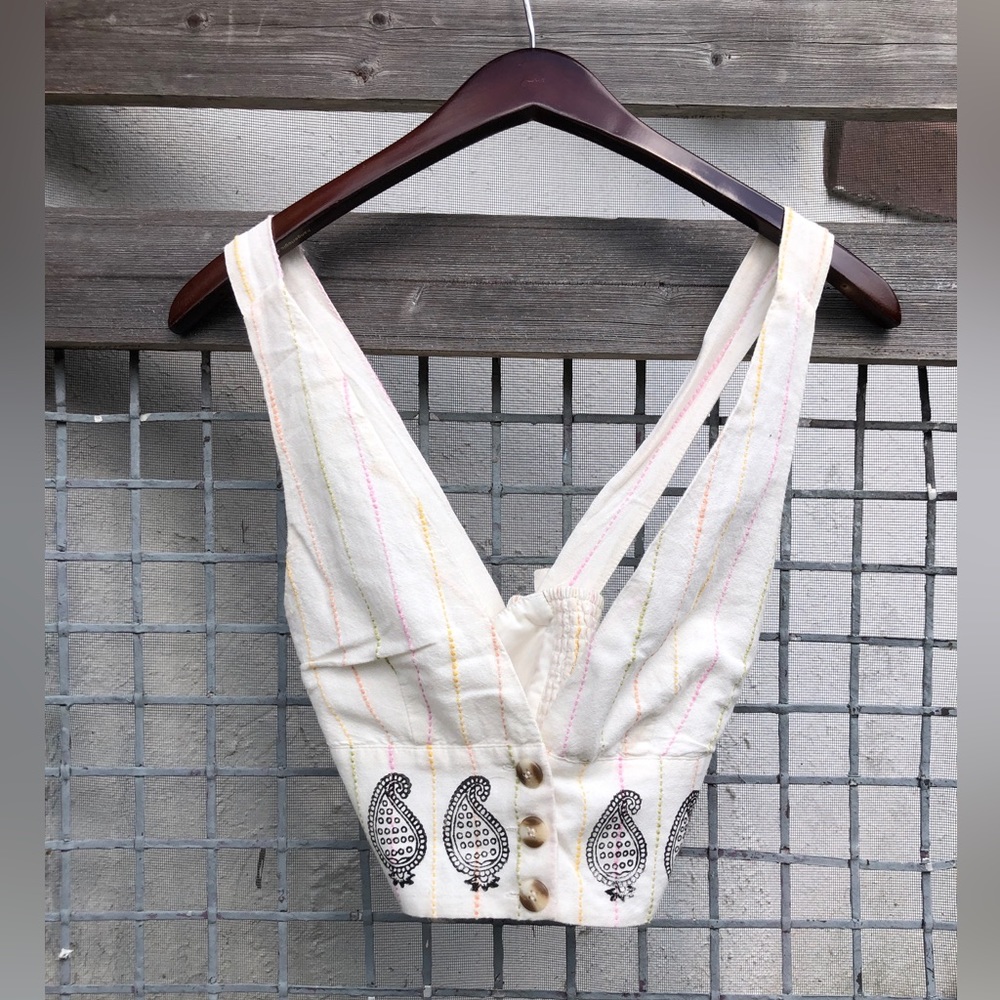 Hand stamped boho chic crop top